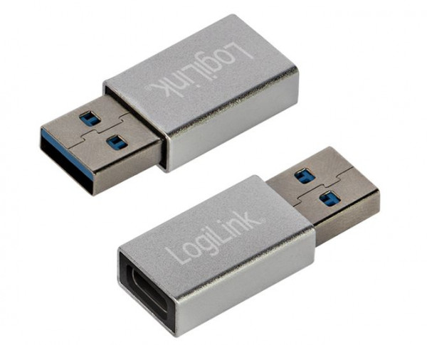 USB-Adapter 3.2 A-Stecker an C-Buchse (Gen.1) Silbern auch als kurze Verlängerung einsetzbar, max. 5 GB/s