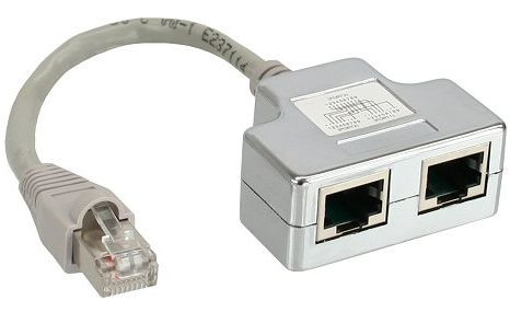 ISDN-Verbinder 2*RJ45 mit kurzem Kabel ohne Terminierung, Anschlußdoppler