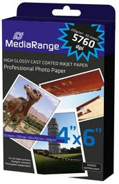 Tintenpapier Mediarange A6 glossy 220 g/m² Fotopapier 50 Blatt, high glossy cast coated, schnelltrocknend