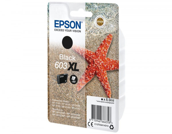Tinte EPSON 603 XL Schwarz Seestern hohe Kapazität, 8.9ml, für ca. 500 Seiten