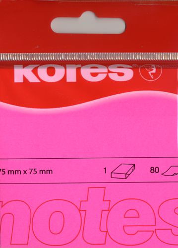 Haftnotiz 75x75 mm 100 Blatt neon-magenta KORES H47075 Umverpackung: 12 Stück