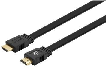 Monitor-Kabel HDMI-HDMI S-S  0.5m Flachkabel schwarz 4K 2x HDMI Typ A Stecker, vergoldet