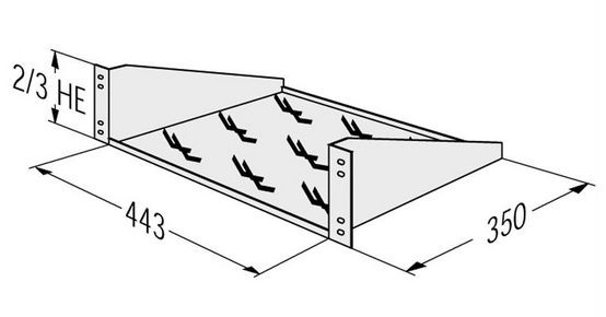 Fachboden 48,3 cm 2 HE 350mm tief Grau max. 12 kg APRANET Stellfläche 443 x 350mm (Beite x Tiefe)