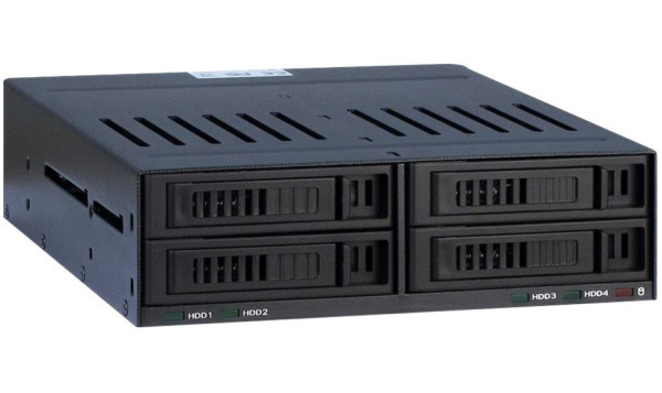 Wechselrahmen S-ATA-III Inter-Tech 3,5'' 4-fach, schwarz für 4x SSD/HD in 13.4cm (5.25'') Einbauschacht