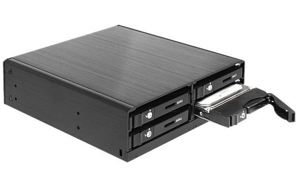 Wechselrahmen S-ATA-III Delock 4x 2.5'' SSD/HDD schwarz hotswapfähiger Wechselrahmen mit Lüfter