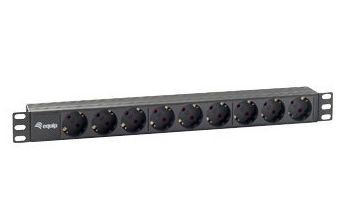Steckdosenleiste  9-fach Schuko 1 HE schwarz ohne Schalter equip 333282, RAL9005