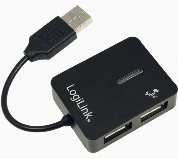 USB-Hub (USB 2.0)  4 Ports passiv Logilink UA0139 Smile bk USB-Verteiler, Stromversorgung über USB - ohne Netzteil