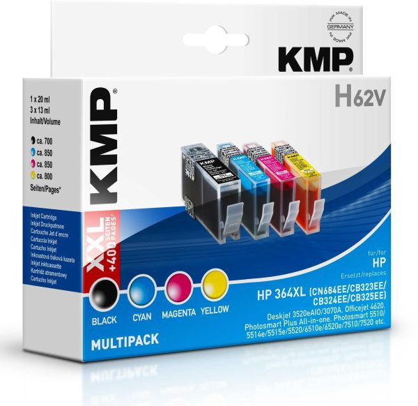 Tinte HP SM596EE 364XL Value Pack kompatiel KMP H62V je 1x 364XL bk/c/m/y (ohne Photopapier)