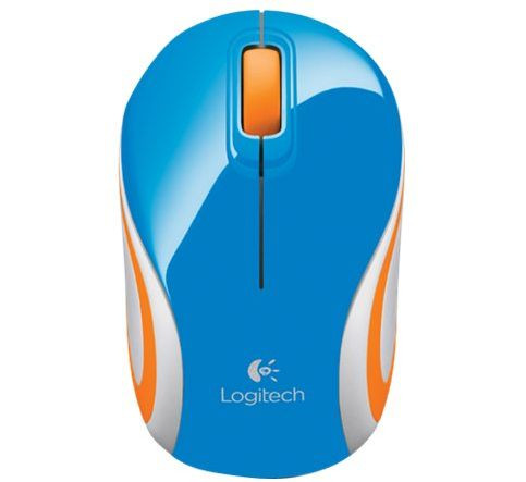 Maus Logitech Mini Mouse M187 Blau kabellos USB mit USB-Nano-Empfänger, Plug&Play