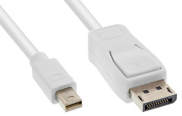 Monitor-Kabel mDP-DP S-S 2m Weiß Inline Mini-DisplayPort-Stecker an Displayport-Stecker