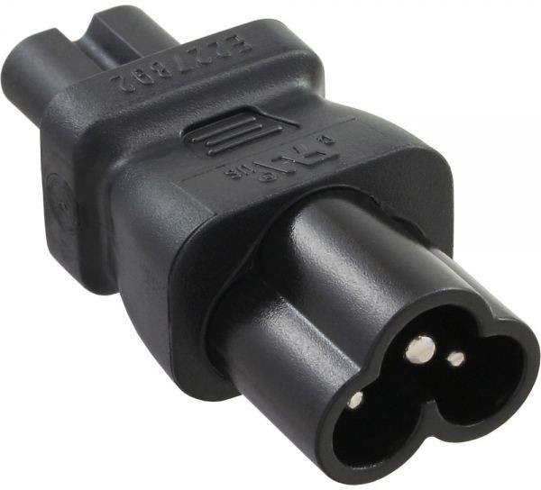 Adapter Euro8 Stecker auf Notebook C6 Buchse für 220V Stromkabel, Farbe: schwarz