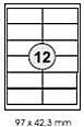 Etiketten 97x42.3mm weiß Inkjet/Laser/Copy KORES 100 Blatt, 1200 Etiketten