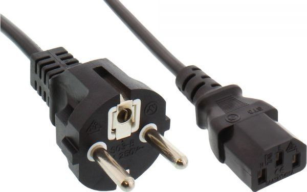 Kaltgeräte-Kabel ca. 3m Stecker gerade & vergossen 220V Stromkabel, Schuko Stecker an Kaltgeräte-Buchse C13