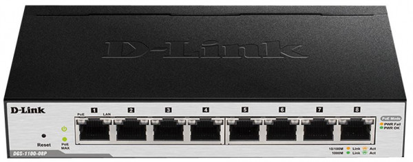 Switch 8x 10/100/1000 MBit D-Link PoE L2 managed inkl. 8x PoE Anschlüsse, Power Over Ethernet