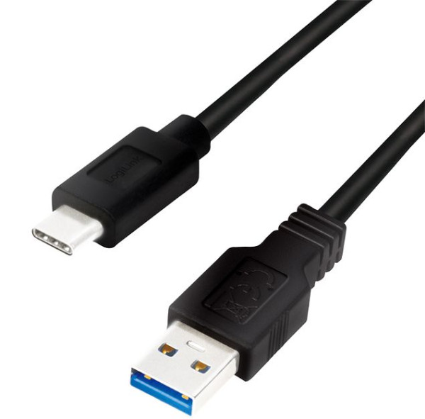 USB-Kabel 3.2 C-Stecker an A-Stecker 1m Schwarz Logilink 5 Gbps Datenrate, 2x geschirmt, Schnellladekabel, Datenkabel