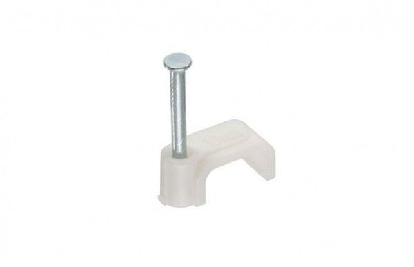 Kabelschelle/Nagelschelle  8mm rund, Weiß (50er Pack) zum Befestigen von Kabel an der Wand, Decke oder Boden