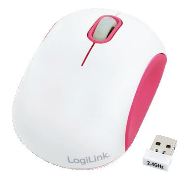 Maus LogiLink ID0083 Copper wireless Mouse Plug & Play pink optische Mini Funk Maus, Oberfläche gummiert