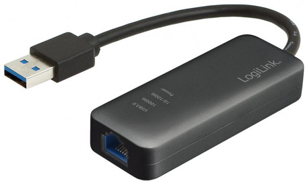 USB-Adapter an Ethernet 10/100/1000 MBit (USB 3.0) USB-Gigabit-LAN-Konverter, Logilink UA0184A
