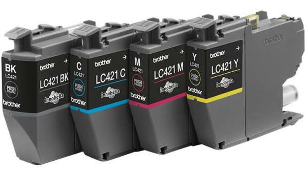 Tinte Brother LC-421val 4er Value Pack für je ca. 200 Seiten 5% Deckung