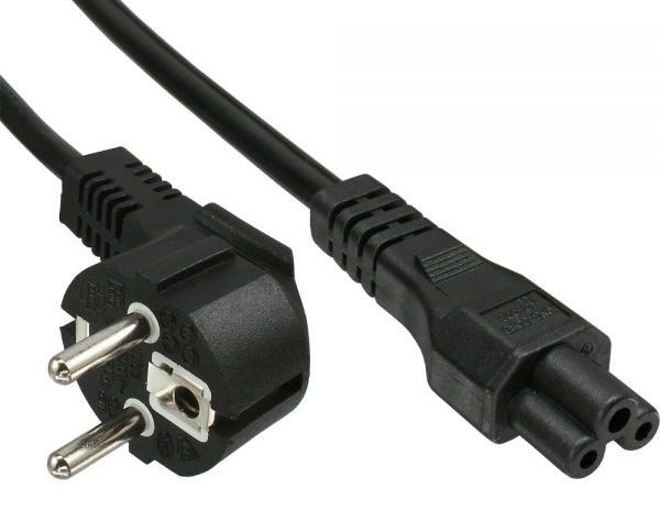 Netzkabel Euro 3polig 1.8m Schuko gewinkelt 3polige Buchse/Kupplung, schwarz, 1,8m