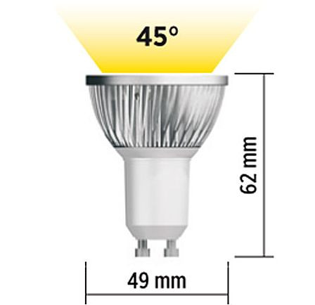 LED Strahler GU10 4 W warmweiss 3000K 320 Lumen 45° Leuchtmittel nicht dimmbar, Farbtemperatur 3000