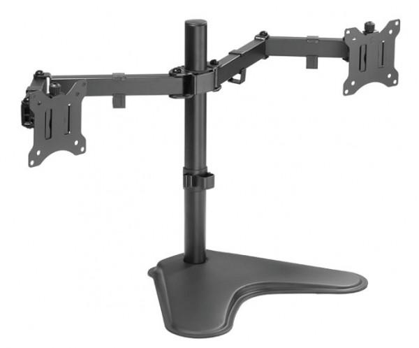 Monitor-Ständer für 2 Monitore, einstellbare Arme Logilink passend für 17-32" Monitore, max. 8kg pro Arm, Schwarz