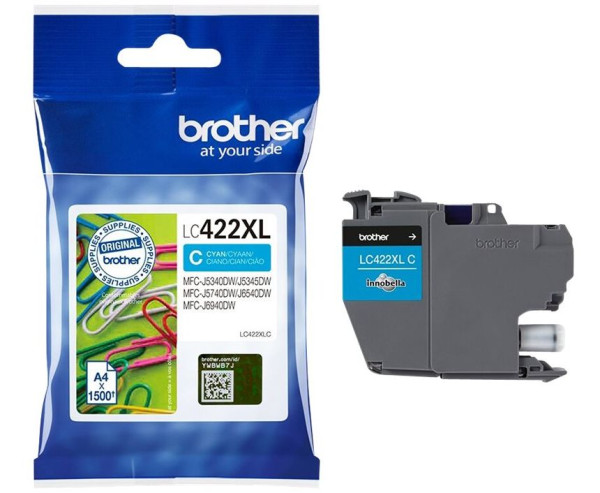 Tinte Brother LC-422XLC Cyan für je ca. 1.500 Seiten bei 5% Deckung