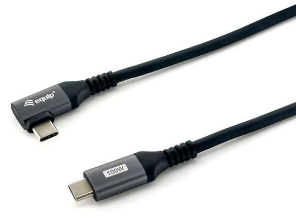 USB-Kabel 2.0 C-Stecker 90° gewinkelt an C-Stecker ca. 2m PD USB 2.0 bis 480 Mbit/s, bis zu 20 V, 5 A, 100 W
