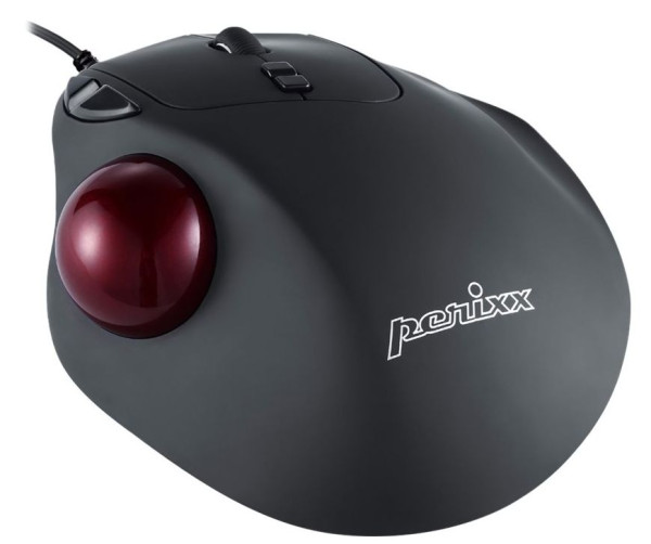 Maus PERIXX PERIMICE-517 mit Trackball kabelgebunden ergonomische Laser-Maus, für Rechtshänder, Schwarz
