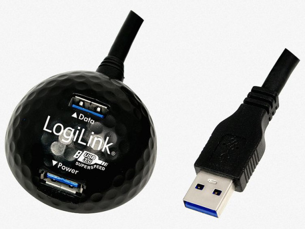 USB-Verlängerung 3.0 A-A S-B 1.5m mit Dockingstation zum Anschluß externer Festplatten auf dem Tisch