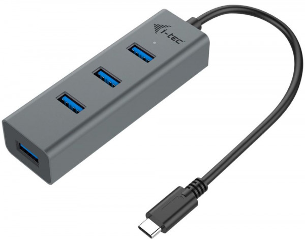 USB-Hub (USB 3.1)   4 Ports mit C-Stecker METAL I-TEC USB-Verteiler, Plug and Play, passiv - ohne Netzteil
