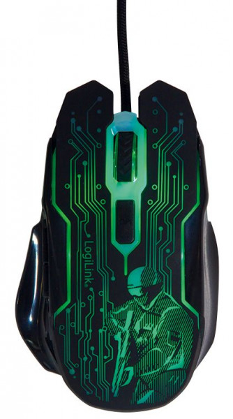 Maus LogiLink Gaming ID0137 USB ergonomisches Design beleuchtet, optische Maus, Auflösung: max. 2400 dpi