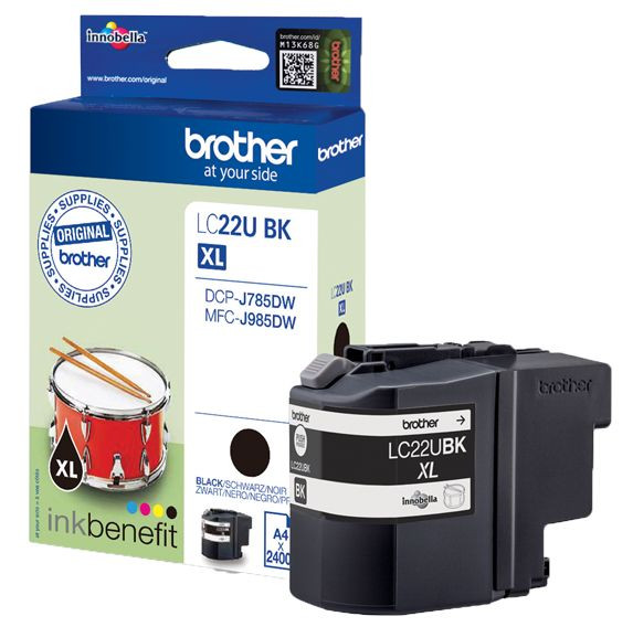 Tinte Brother LC-22UBK Schwarz Original für ca. 2.400 bei 5% Deckung, sehr hohe Ergiebigkeit