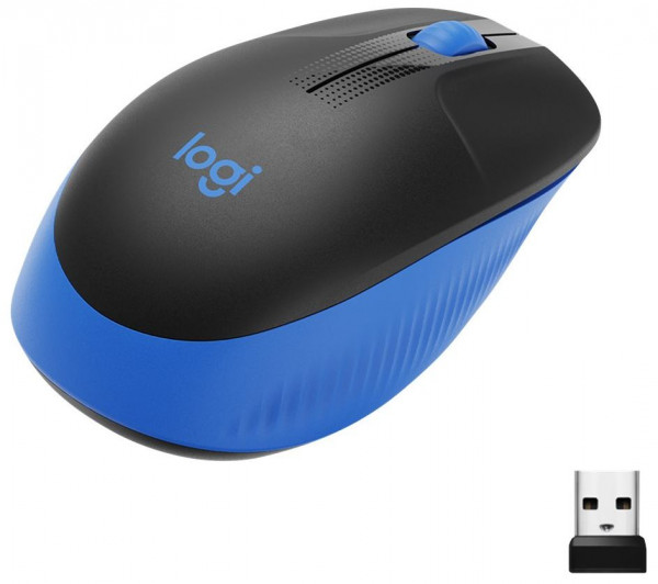 Maus Logitech Mouse M190 Blau kabellos USB mit USB-Nano-Empfänger, Plug&Play