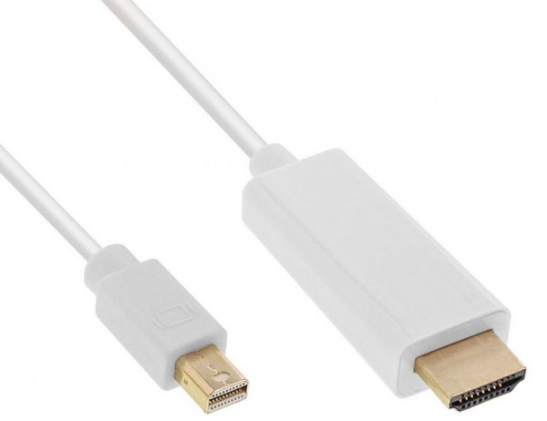 Monitor-Kabel mDP-HDMI S-S 1.5m Weiss, 4K2K Mini-Displayport an HDMI, inkl. Audio, Stecker an Stecker