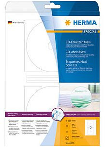 Etiketten 116mm für CD-ROMs Inkjet matt HERMA 4850 25 Blatt, 50 Etiketten