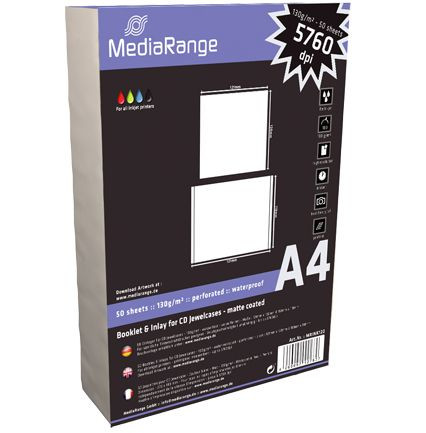 CD-Einleger vorperforiert Mediarange 50er 1 VE = 50 Einleger, weiß, matt, wasserresistent