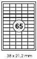Etiketten  38x21,2mm weiß Inkjet/Laser/Copy KORES 100 Blatt, 6500 Etiketten
