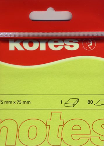 Haftnotiz 75x75 mm 100 Blatt neon-grün KORES N47077 Umverpackung: 12 Stück