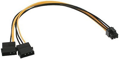 Stromversorgungs-Adapter 2*13,3 cm an 6polig PCI-Express ca. 25 cm, oem 26628