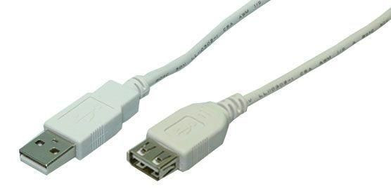 USB-Verlängerung 2.0 A-A S-B 2m grau Stecker an Buchse