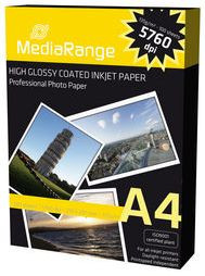 Tintenpapier Mediarange A4 highglossy 135 g/m² MRINK107 100 Blatt, high glossy cast coated, schnelltrocknend