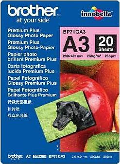 Tintenpapier Brother BP71GA3 A3 20 Blatt glänzend Fotopapier, 260 g/m²