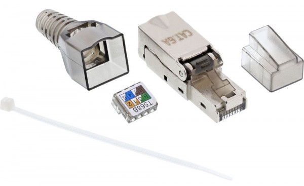 CAT6A-Stecker RJ45 500 MHz geschirmt feldkonfektionierbar für starre Kabel (Verlegekabel) bis AWG23