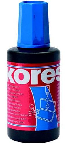 Stempelfarbe 27ml blau Kores mit Verstreicher ohne Öl, Umverpackung 10 Stück