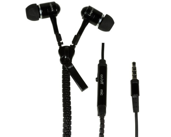 Kopfhörer mini In-Ear-Kopfhörer Logilink Schwarz 1.2m Kabel mit 3,5 mm Audio Stecker