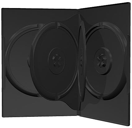 DVD Hülle 4fach Book-Case (einzeln) schwarz DVD Box, mit transparenter Außentasche