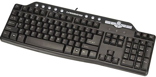 Tastatur Manhatten Multimedia 177870 USB ergonomisch, Schwarz