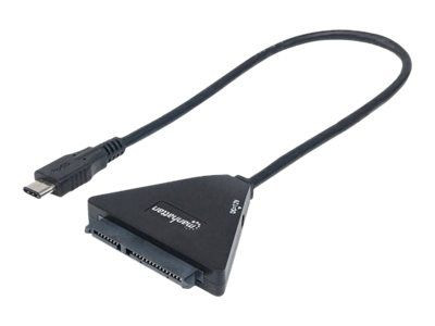 USB-Adapter 3.1 an SATA mit Strom-Adapter Manhattan um 2,5'' oder 3,5'' Festplatten an USB-C anzuschließen
