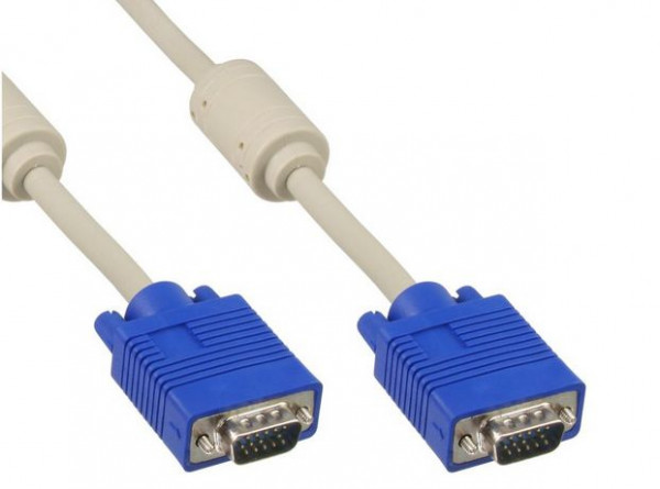 Monitor-Kabel SVGA S/S  7m hochwertig beige, mit Ferritkerne S-VGA bzw. SVGA-Kabel Stecker an Stecker, doppelt geschirmt